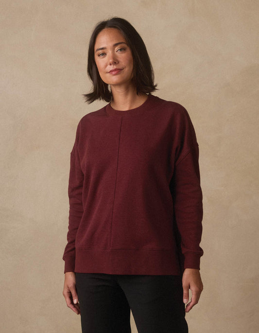 Fleece Puremeso Splitside Pullover in Port Wine
