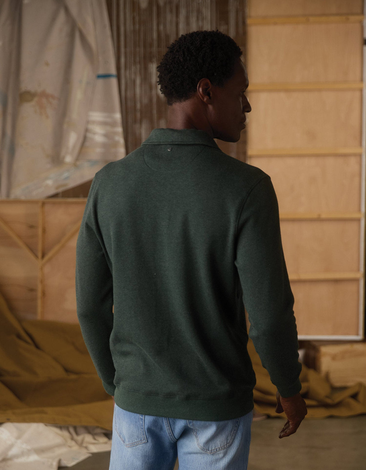 Fleece Puremeso Polo Popover in Varsity Green