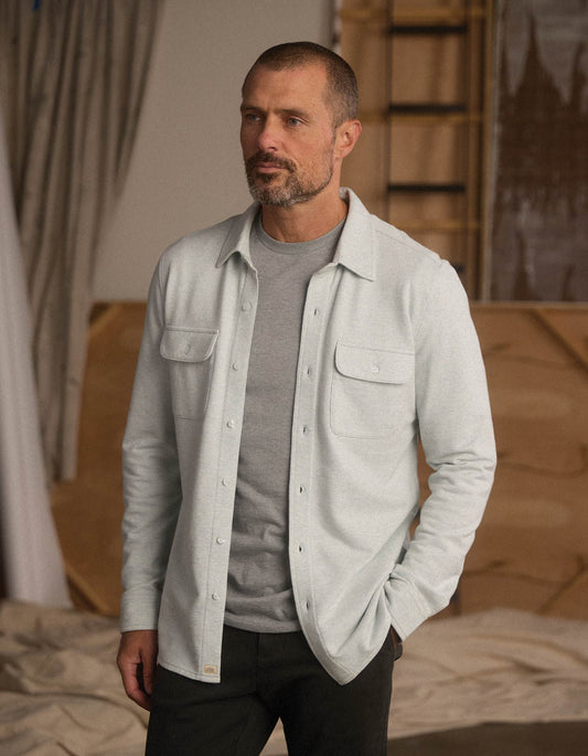 Textured Knit Shirt in Blue Fog
