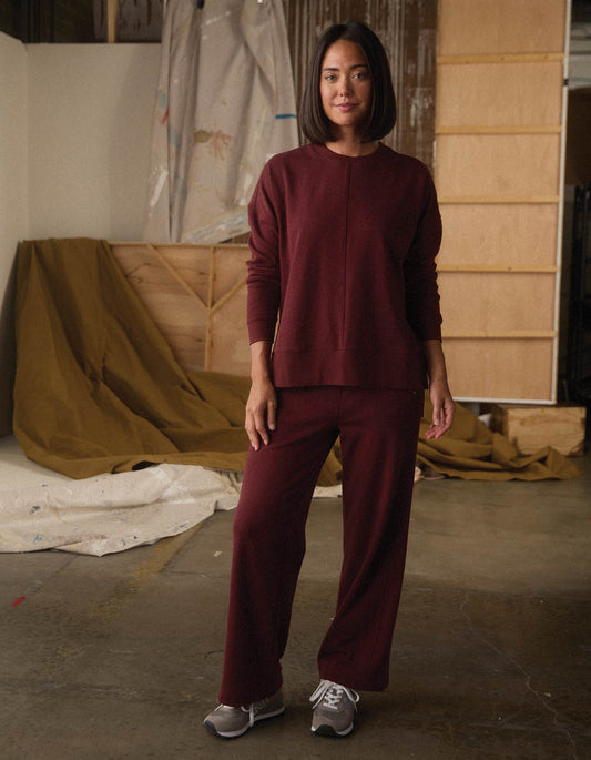 Fleece Puremeso Wide Leg Pant in Port Wine