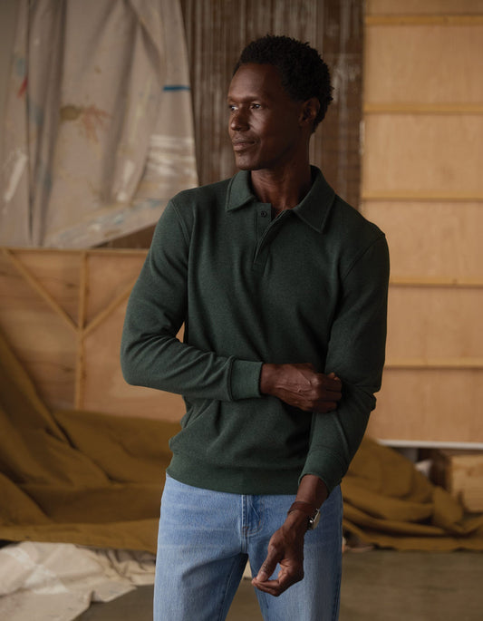 Fleece Puremeso Polo Popover in Varsity Green