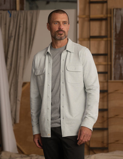 Textured Knit Shirt in Blue Fog