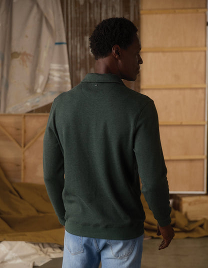 Fleece Puremeso Polo Popover in Varsity Green