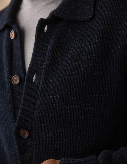 Pub Sweater Jacket in Navy / Grey Nep