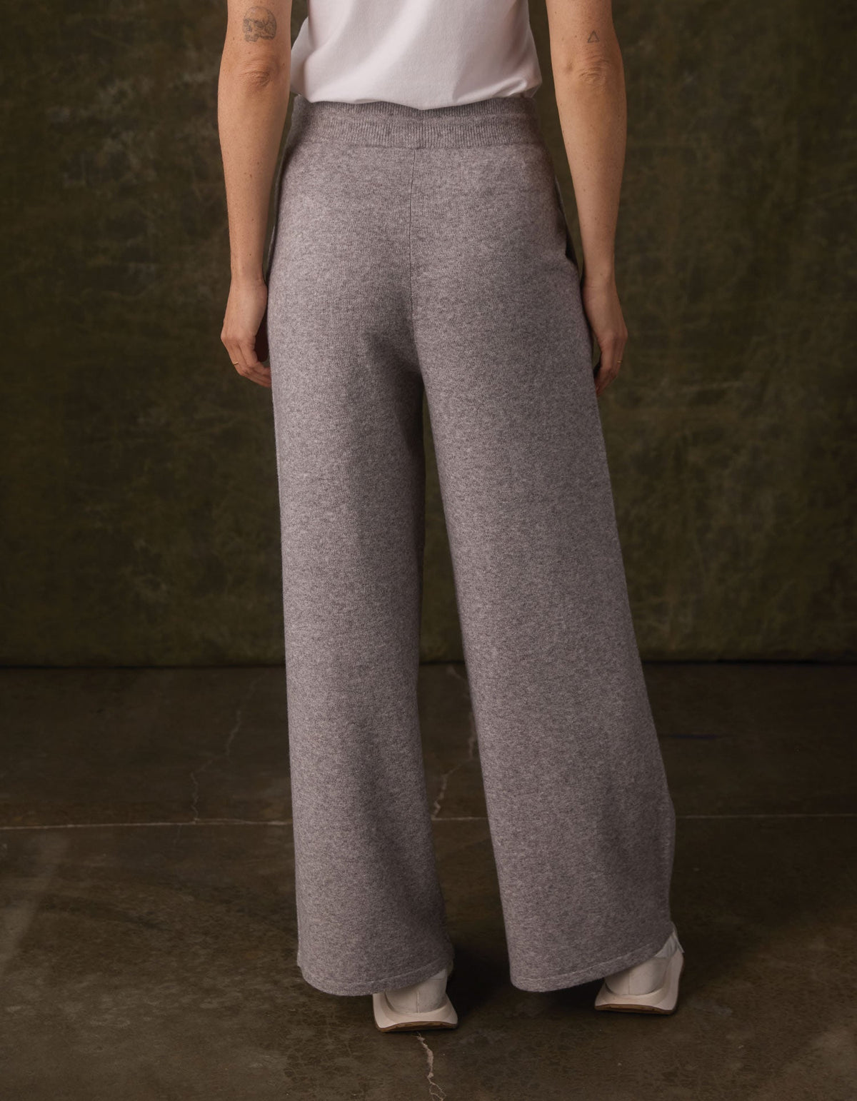 Arvada Wide Leg Knit Pant in Heather Grey