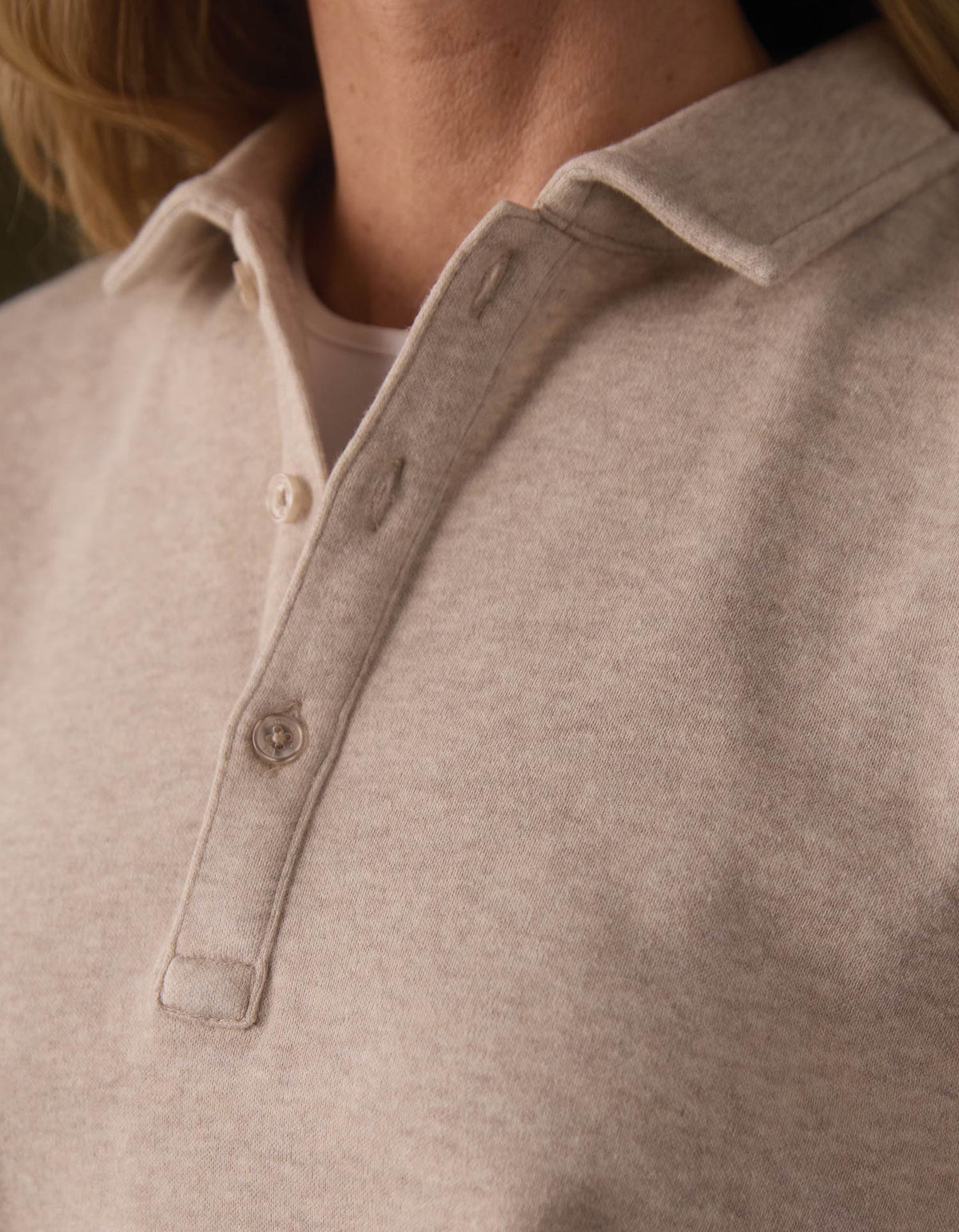 Women's Fleece Puremeso Polo Popover in Fawn